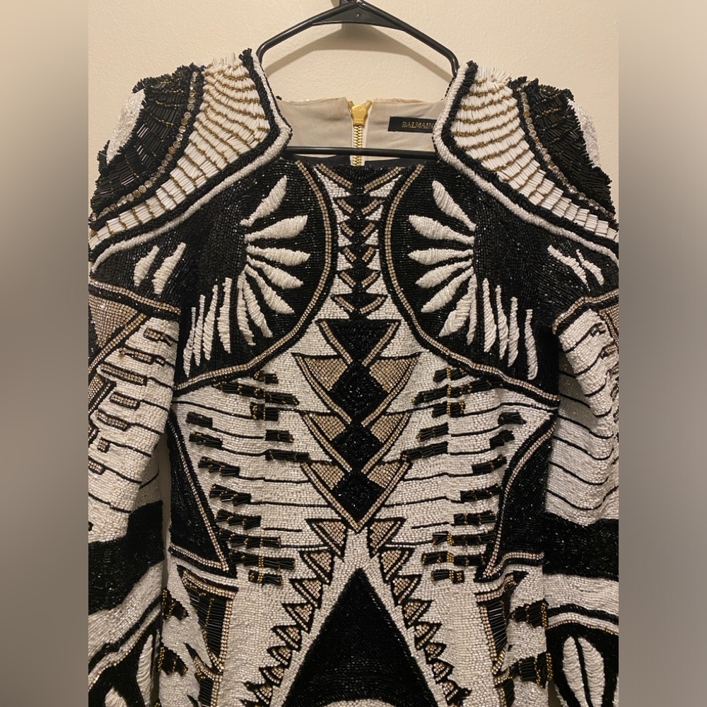 Balmain H&M Rhinestone Beaded Embellished Dress US 8 RARE New Years Party - Picture 9 of 16